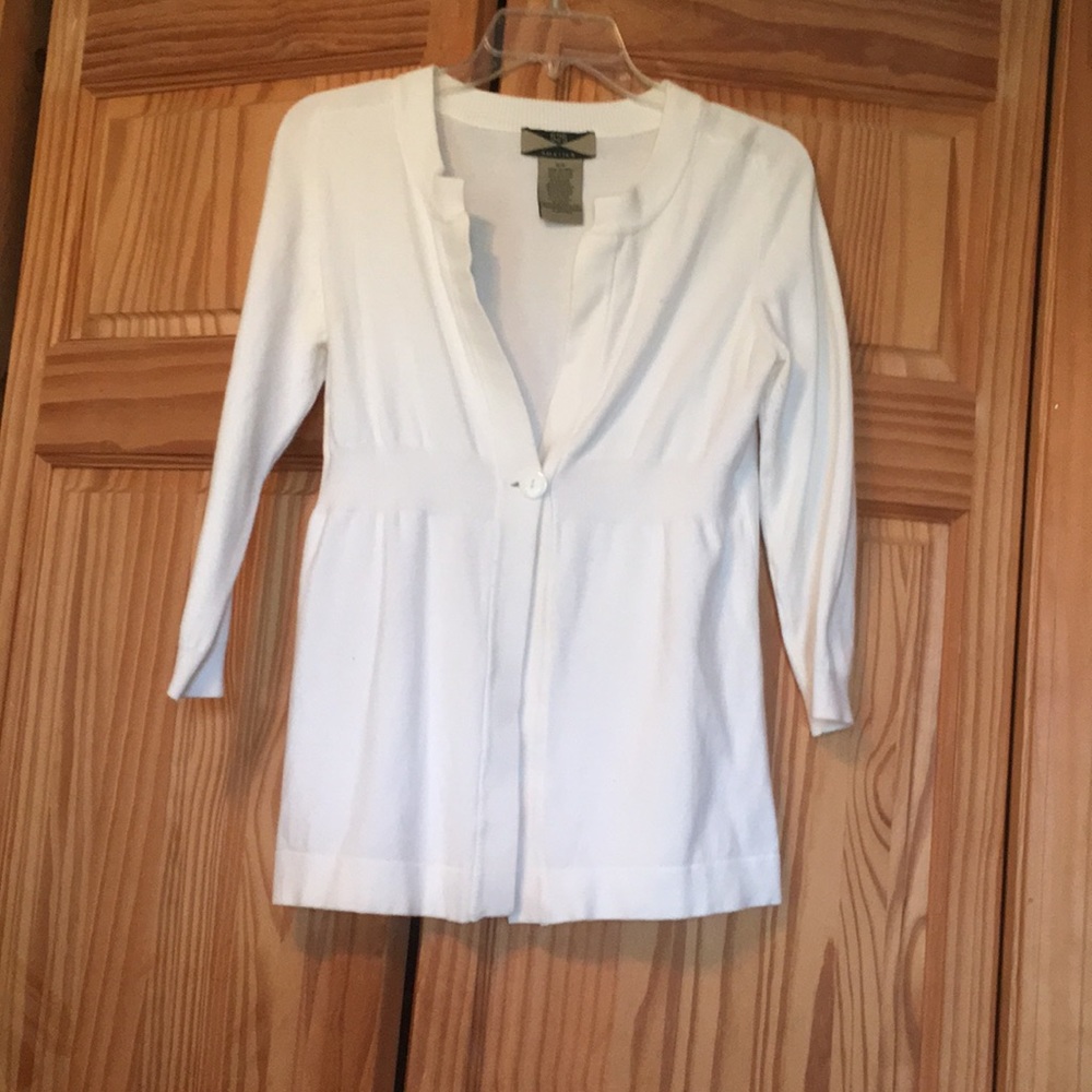 Medium long white cardigan sweater